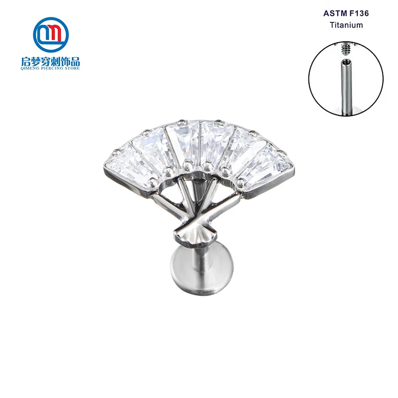 ASTM F136 Titanium Fan Shape Labret Lip Internally Threaded Ear Lobe Tragus Conch Flat Piercing Jewelry
ASTM F136 Titanium Fan Shape Labret Lip Internally Threaded Ear Lobe Tragus Conch Flat Piercing Jewelry