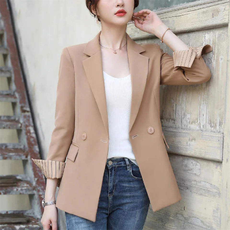 Women Blazer Khaki Casual Slim Blazers Jackets Work Coat Outerwear Fashion Autumn Career Female Jacket Office Lady
Women Blazer Khaki Casual Slim Blazers Jackets Work Coat Outerwear Fashion Autumn Career Female Jacket Office Lady