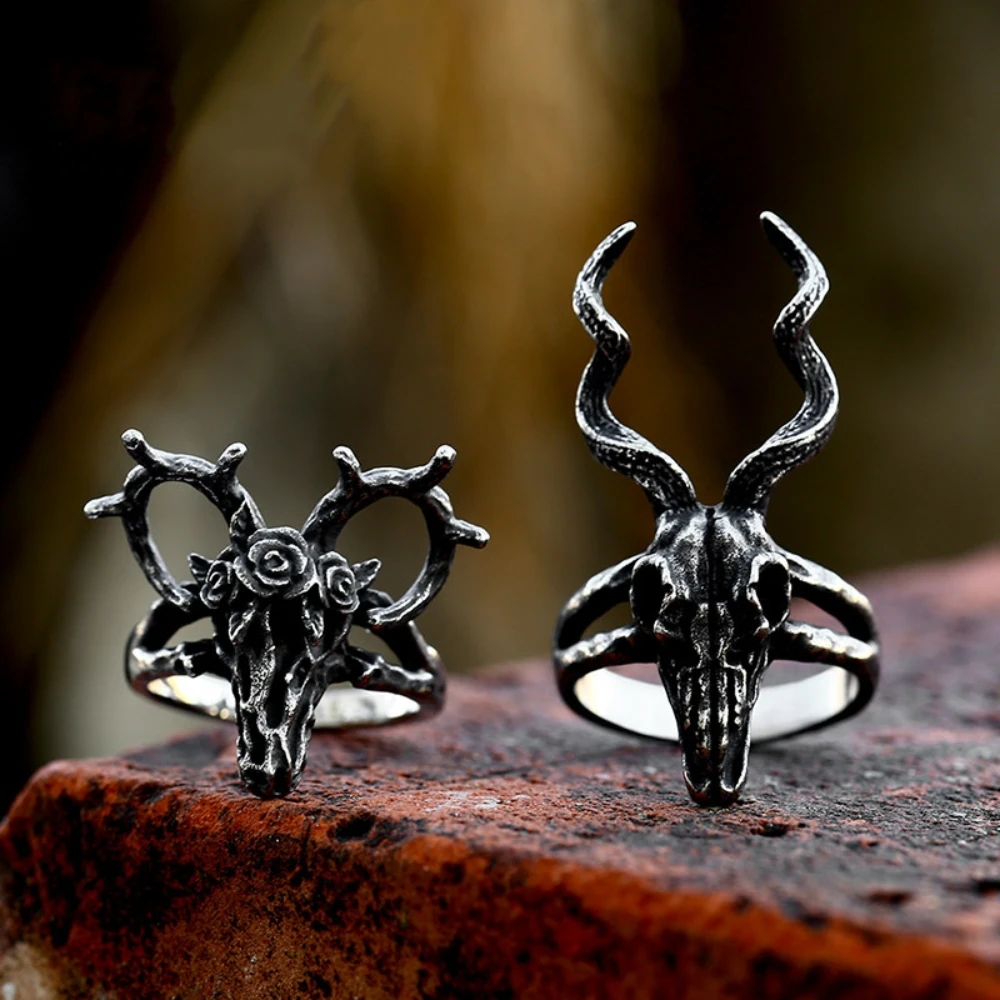 Новое Винтажное кольцо из титановой стали в европейском и американском стиле с розой, овечьей головой, в стиле панк, индивидуальный подарок 
Новое Винтажное кольцо из титановой стали в европейском и американском стиле с розой, овечьей головой, в стиле панк, индивидуальный подарок