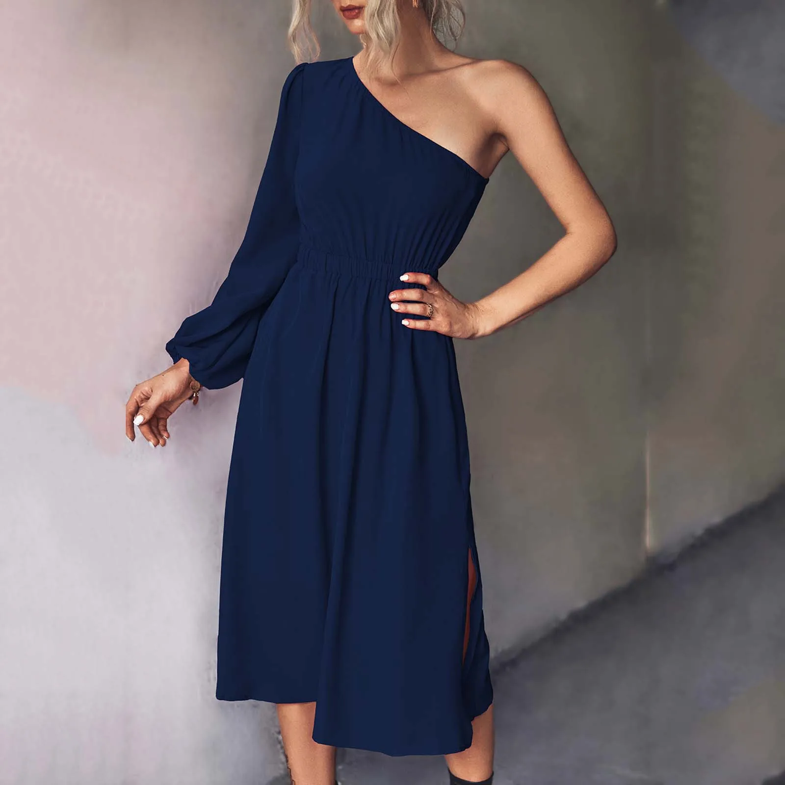 Fashion One Shoulder Dress Women Elegant Lantern Long Sleeve High Waist Dress Casual Solid A-Line Party Dresses Autumn Vestidos
Fashion One Shoulder Dress Women Elegant Lantern Long Sleeve High Waist Dress Casual Solid A-Line Party Dresses Autumn Vestidos