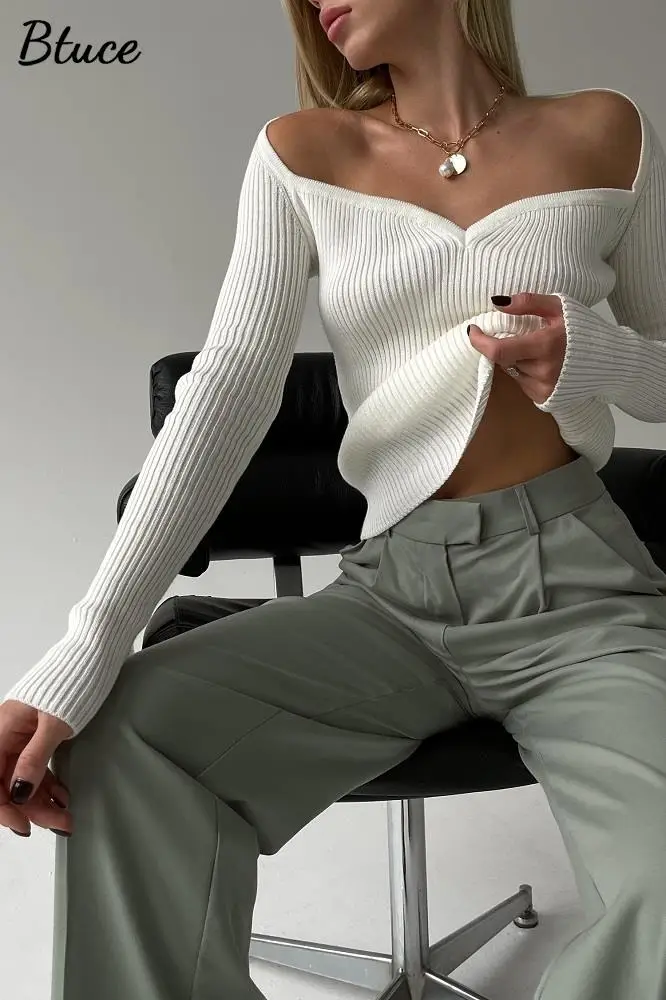 Women Casual Vintage Square Neck Cropped Knit Sweaters Elegant Solid Long Sleeve Pullovers Autumn Winter Female Streetwear Tops 
Women Casual Vintage Square Neck Cropped Knit Sweaters Elegant Solid Long Sleeve Pullovers Autumn Winter Female Streetwear Tops