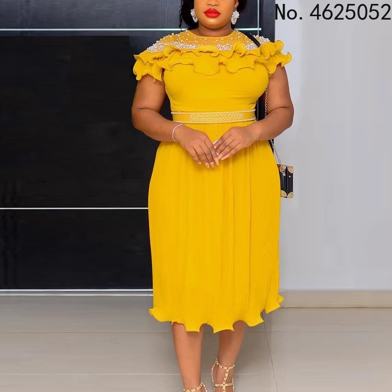 Classy Women Chiffon Dresses Beading Ruffles Pleated Dress Plus Size 3XL 4XL Africa Fashion Summer White Yellow Birthday Outfits
Classy Women Chiffon Dresses Beading Ruffles Pleated Dress Plus Size 3XL 4XL Africa Fashion Summer White Yellow Birthday Outfits