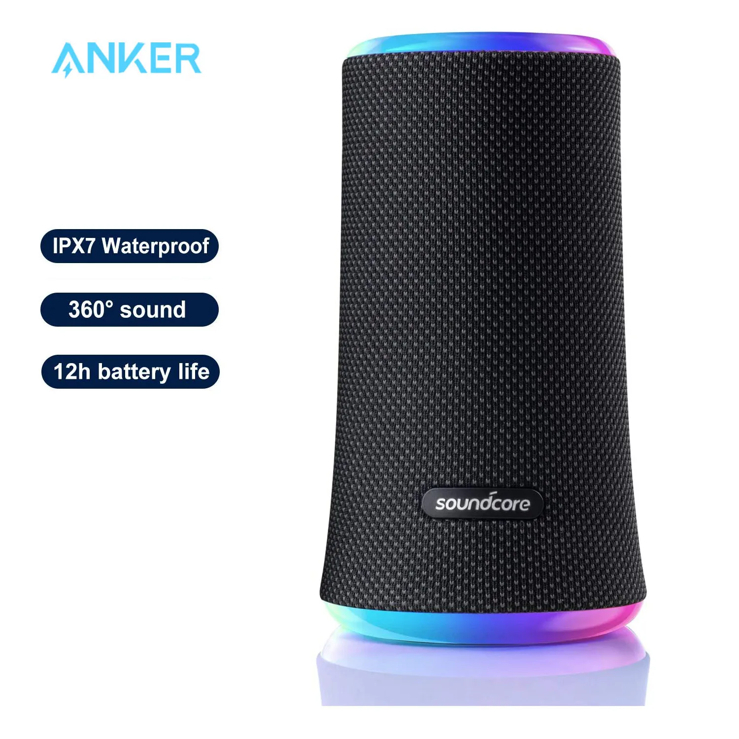 Anker Soundcore Flare 2 Bluetooth Wireless Speaker with 360° Sound、IPX7 Waterproof and Ambient Lighting with PartyCast EQ Adjustment 12-Hour Playtime for Backyard and Beach Party
Anker Soundcore Flare 2 Bluetooth Wireless Speaker with 360° Sound、IPX7 Waterproof and Ambient Lighting with PartyCast EQ Adjustment 12-Hour Playtime for Backyard and Beach Party