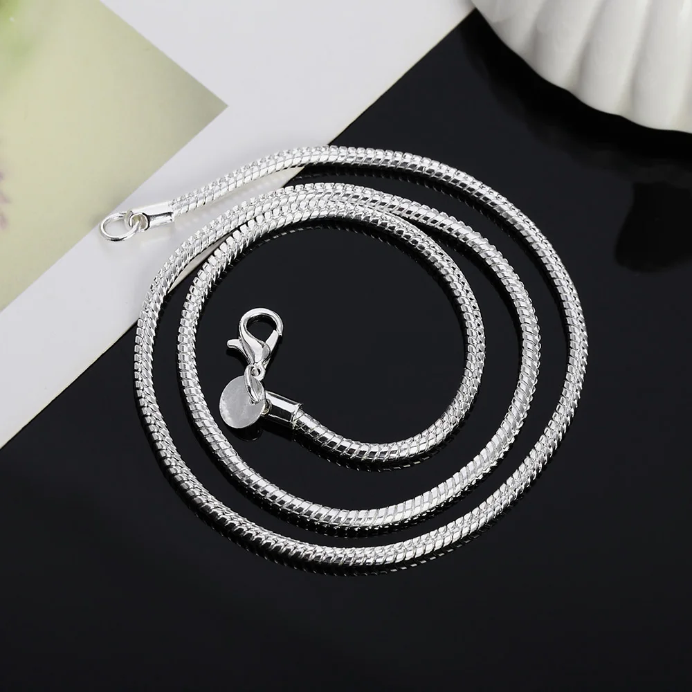 2023 Real 925 Silver 3MM Necklace 16/18/20/22/24 Inch Snake Chain Necklace For Women Men Fashion Wedding Jewelry Gifts
2023 Real 925 Silver 3MM Necklace 16/18/20/22/24 Inch Snake Chain Necklace For Women Men Fashion Wedding Jewelry Gifts