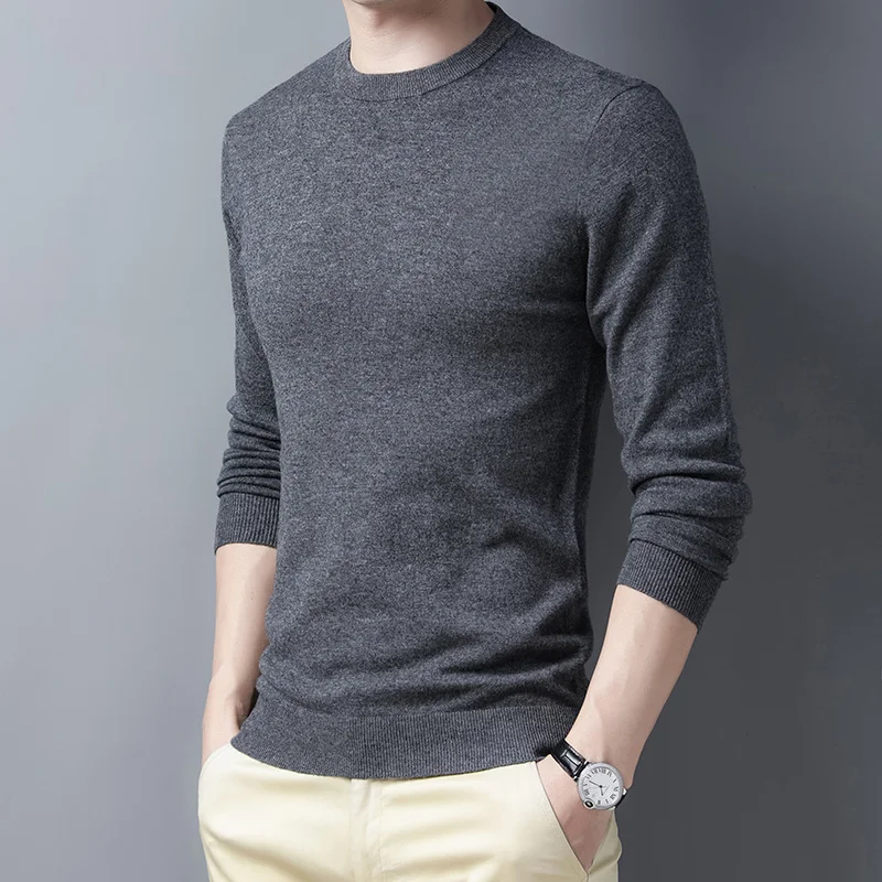 Men's solid color knitted pullover round neck 100% wool spring 2022 new high-end casual cashmere sweater
Men's solid color knitted pullover round neck 100% wool spring 2022 new high-end casual cashmere sweater