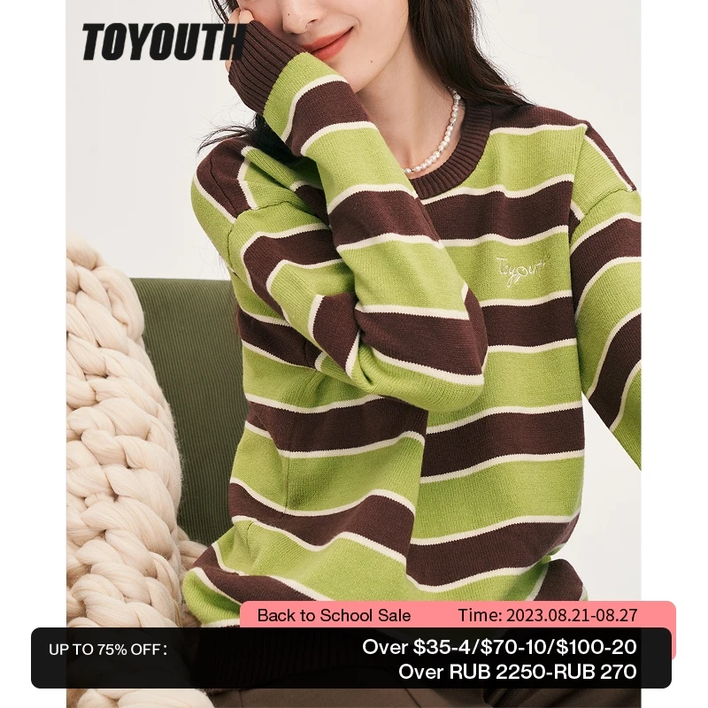 Toyouth Women Sweater 2022 Winter Long Sleeve O Neck Loose Knitted Pullover Green and Coffee Stripe Warm Casual Chic Tops
Toyouth Women Sweater 2022 Winter Long Sleeve O Neck Loose Knitted Pullover Green and Coffee Stripe Warm Casual Chic Tops