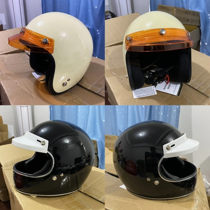 

Universal 3 Snap-Button Visor for Open Face Motorbike Helmet Wind Shield Flip Up GTWS