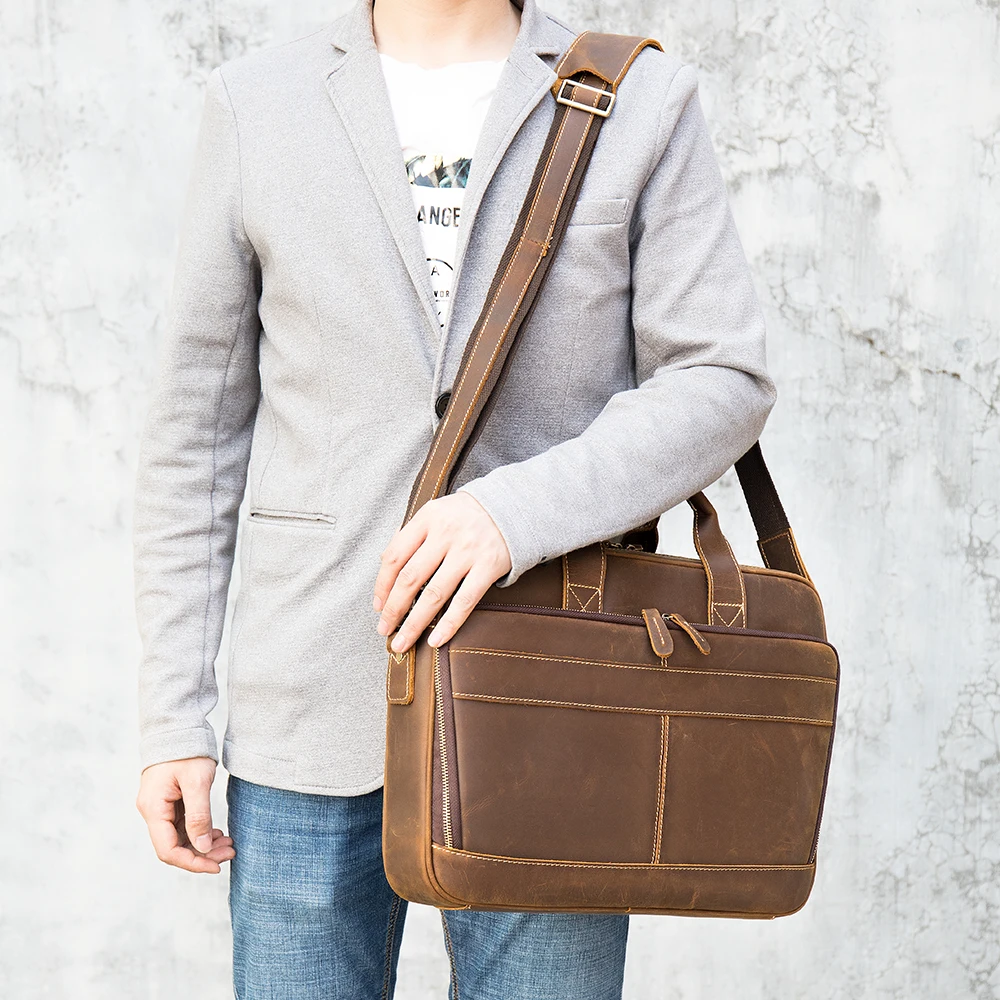 

New Men's Shoulder Bags Briefcase For 14" Laptop Computer Leather Bag Mac Book pro 13 Leather Bag Handbag Man porte document