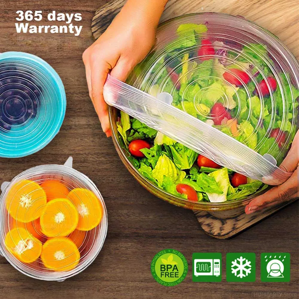 6PCS Adaptable Lid Silicone Cover Food Caps Elastic Stratchy Fresh Microwave Lids Stretch Silicone Cover For kitchen accessories
6PCS Adaptable Lid Silicone Cover Food Caps Elastic Stratchy Fresh Microwave Lids Stretch Silicone Cover For kitchen accessories