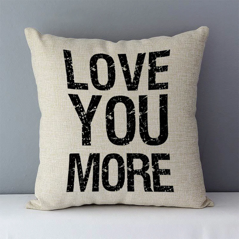 Уютный чехол для диванной подушки с надписью «Love you more», вентилируемая подушка для дивана, размеры 45x45 см, домашние декоративные подушки, квадратные подушки 
Уютный чехол для диванной подушки с надписью «Love you more», вентилируемая подушка для дивана, размеры 45x45 см, домашние декоративные подушки, квадратные подушки
