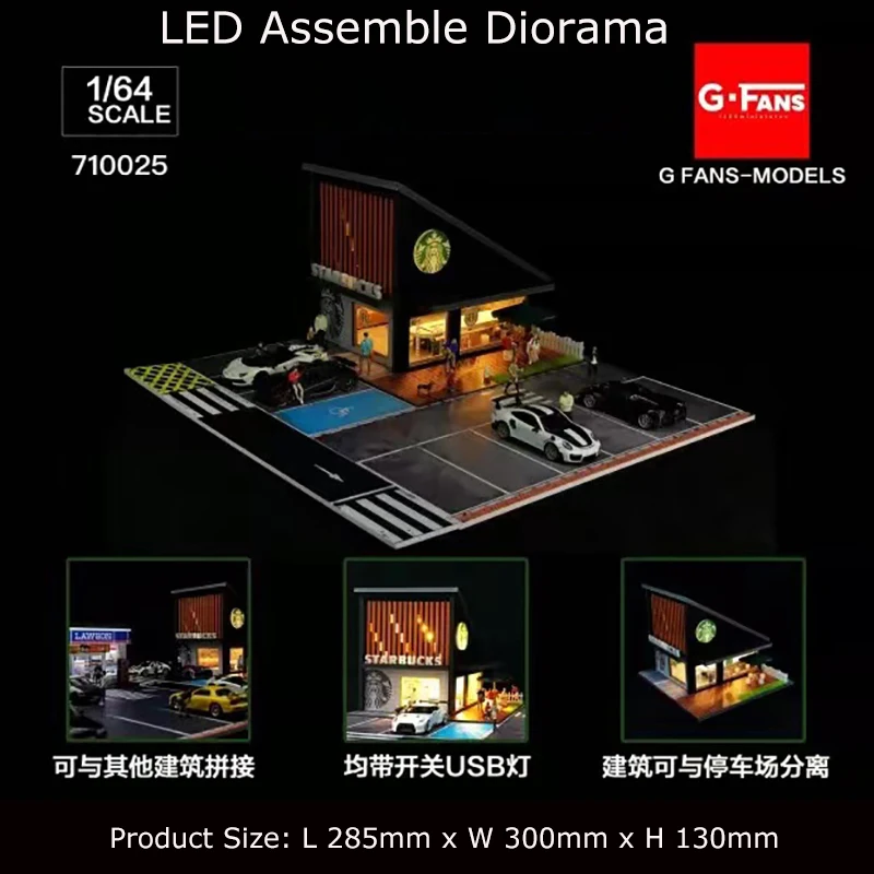 G-FANS Diorama 1:64 USB LED Lighting Parking Lot Model Car Garage Statuion- Coffee Store Version
G-FANS Diorama 1:64 USB LED Lighting Parking Lot Model Car Garage Statuion- Coffee Store Version