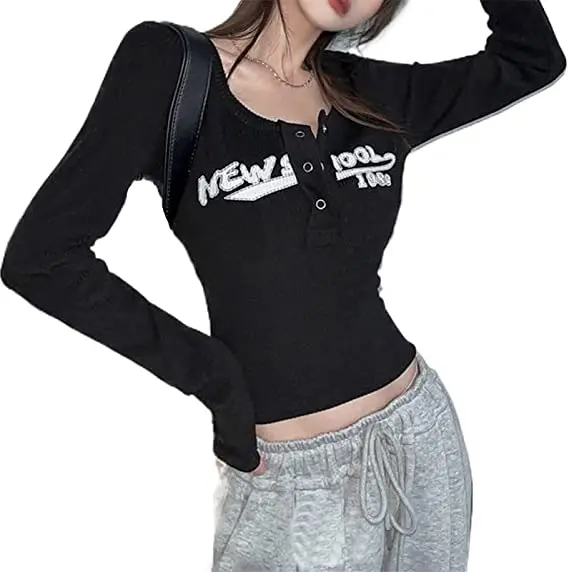 Женский короткий топ с длинным рукавом, Винтажная футболка с графическим принтом, с круглым вырезом, в стиле гранж 90-х
Женский короткий топ с длинным рукавом, Винтажная футболка с графическим принтом, с круглым вырезом, в стиле гранж 90-х