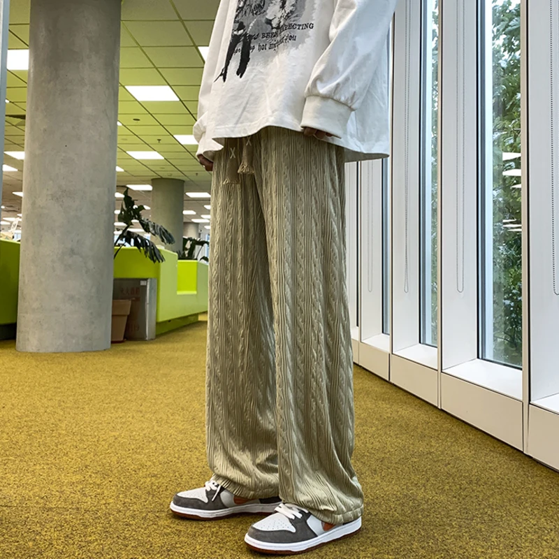 Summer New Drape Wave Striped Casual Pants Men's Loose American Oversized Wide Leg Pant Male Elastic Waist Street Sweatpant
Summer New Drape Wave Striped Casual Pants Men's Loose American Oversized Wide Leg Pant Male Elastic Waist Street Sweatpant