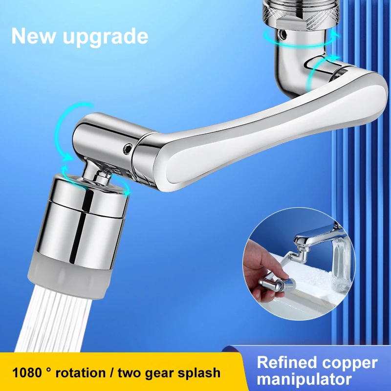 

1080 Degree Universal Extension Faucet Washbasin Tap Splash Aerator Splash Filter Faucet Faucet Adaptor Rotary Robot Arm Faucets
