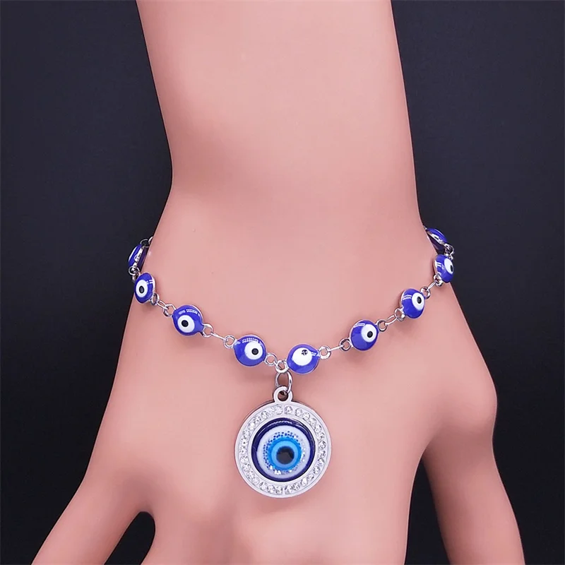 Evil Blue Eye Pendant Bracelet Crystal Round Women Men Stainless Steel Silver Color Turkey Eyes Handmade Bracelets Jewlery B8040
Evil Blue Eye Pendant Bracelet Crystal Round Women Men Stainless Steel Silver Color Turkey Eyes Handmade Bracelets Jewlery B8040