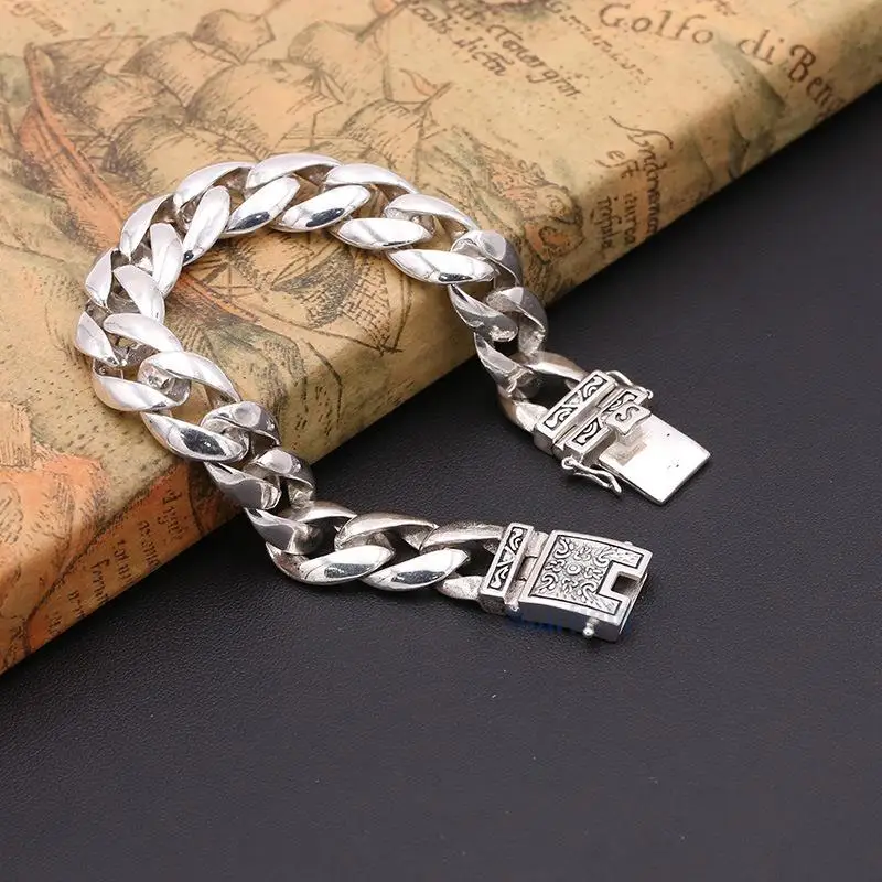Starfield S925 Sterling Silver Jewelry 12MM Wide men's Retro Thai Silver Double Insurance Bracelet&Bracelet Homme
Starfield S925 Sterling Silver Jewelry 12MM Wide men's Retro Thai Silver Double Insurance Bracelet&Bracelet Homme