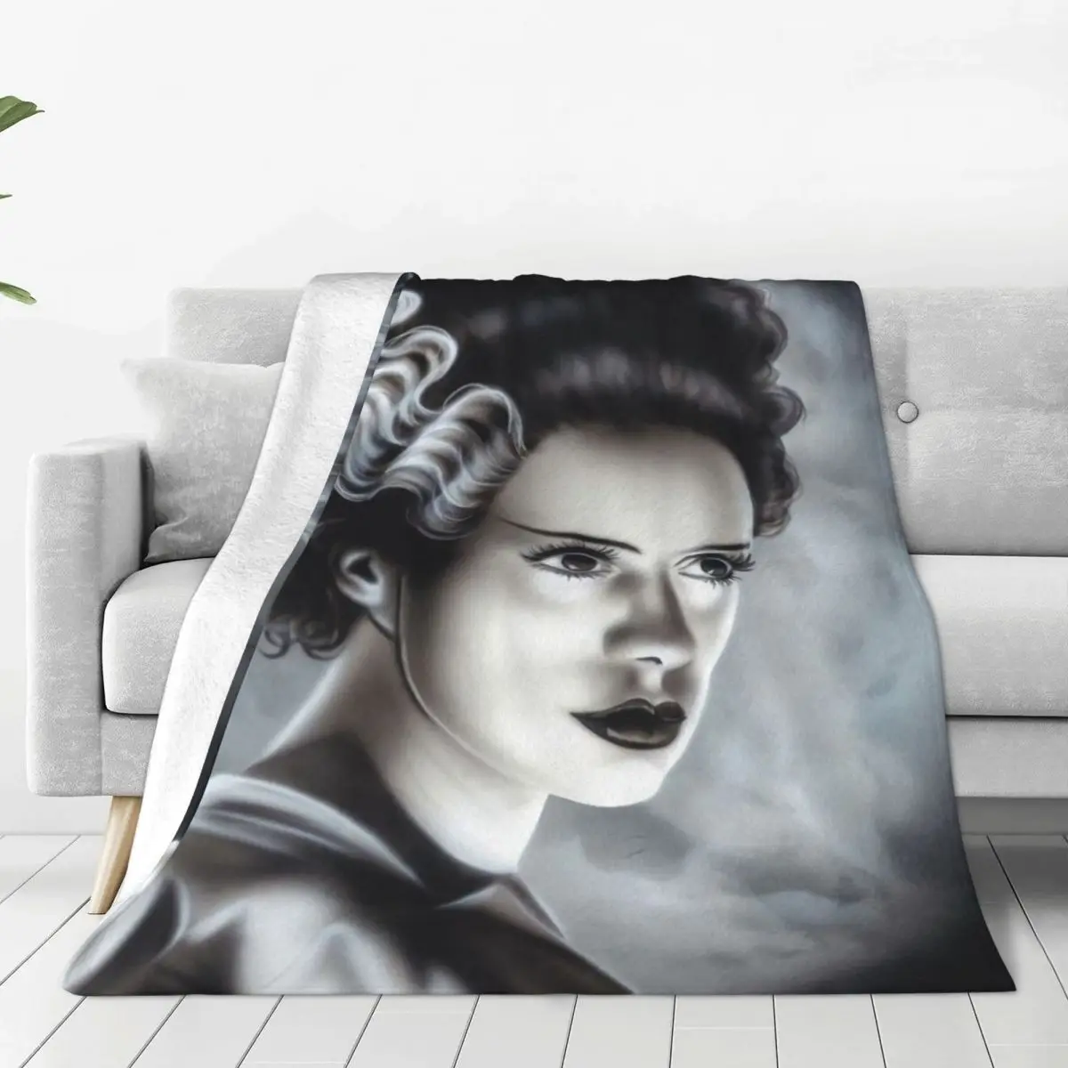 

Blanket Warm Fleece Soft Flannel Horror Film Throw Blankets for Bedding Couch Car Spring Frankenstein Portrait