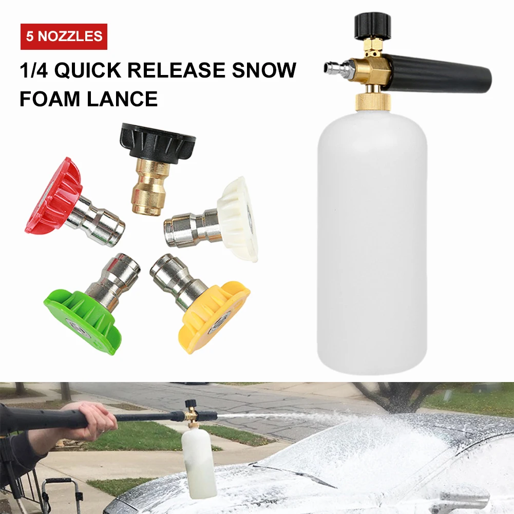 1/4" Quick Connector High Pressure Washer Foam Cannon Adjustable Foam Lance Soap Foamer with 5 Nozzles for car washing cleaning
1/4" Quick Connector High Pressure Washer Foam Cannon Adjustable Foam Lance Soap Foamer with 5 Nozzles for car washing cleaning