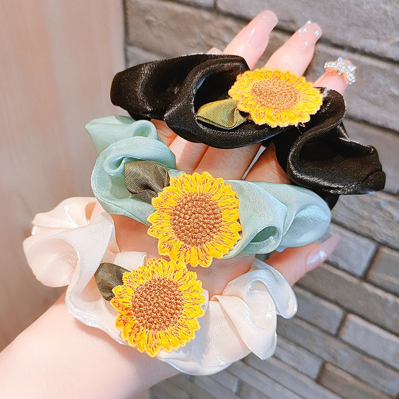 Black Beige Blue Green Sunflower Hair Rope Female Ponytail Head Rope Ball Head High Elastic Hair Ring Hair Accessories AFS208
Black Beige Blue Green Sunflower Hair Rope Female Ponytail Head Rope Ball Head High Elastic Hair Ring Hair Accessories AFS208