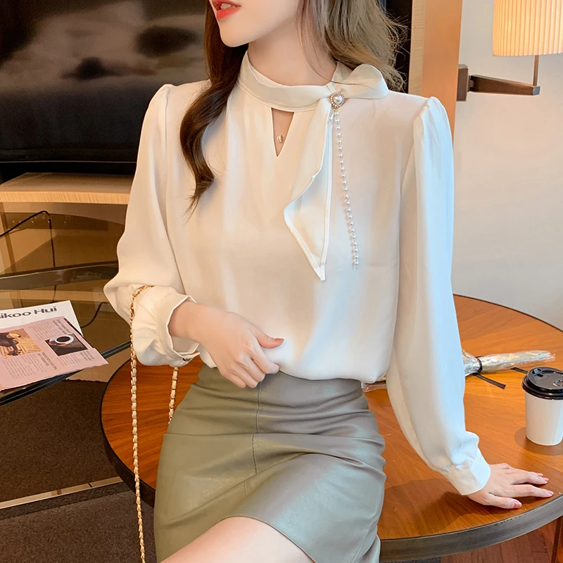 2022 Autumn New Elegant Fashion Blouses Women Tops Office Lady Lace Up Puff Sleeve Shirt Women Clothing Blusa Mujer Female 528E
2022 Autumn New Elegant Fashion Blouses Women Tops Office Lady Lace Up Puff Sleeve Shirt Women Clothing Blusa Mujer Female 528E