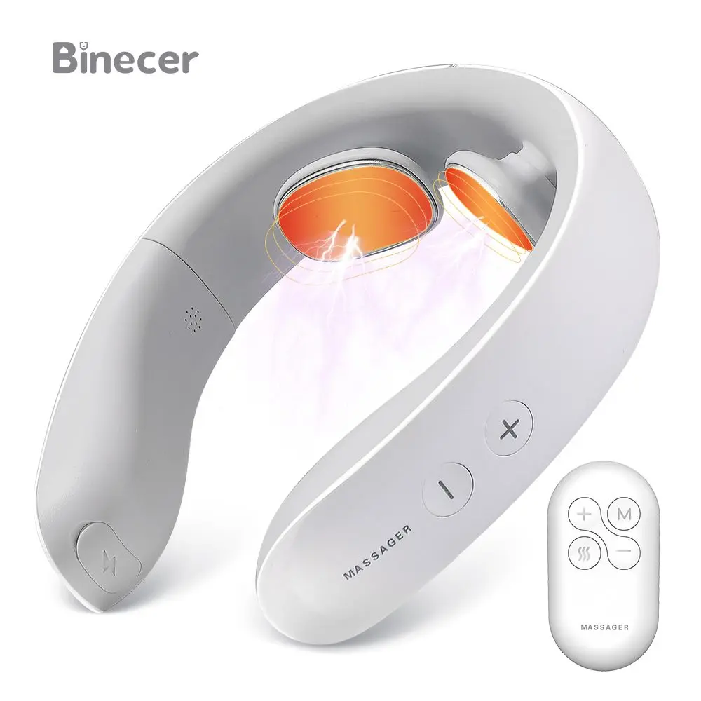 

Electric Neck Massager 40° Hot Compress Heating TENS Pulse Massage Instrument 6 Modes 15 Levels Deep Tissue Relax Portable