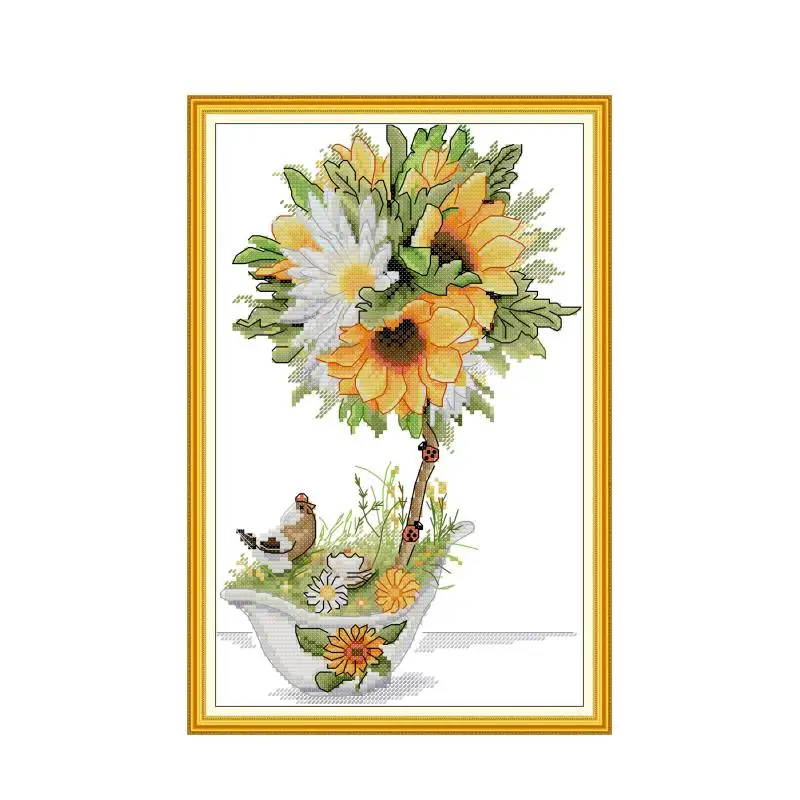 Yellow Flowering Sunflower Pattern Cross Stitch Kits 14CT 11CT White Fabric Needlework Set DMC Embroidery Thread Home Decor Gift
Yellow Flowering Sunflower Pattern Cross Stitch Kits 14CT 11CT White Fabric Needlework Set DMC Embroidery Thread Home Decor Gift