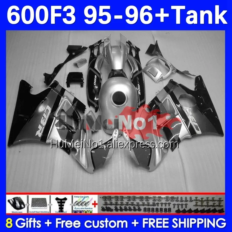 

Body +Tank For HONDA CBR600 F3 FS 600CC CBR600FS 95-96 2No.241 silver gloss CBR 600F3 600 F3 CC CBR600F3 1995 1996 95 96 Fairing