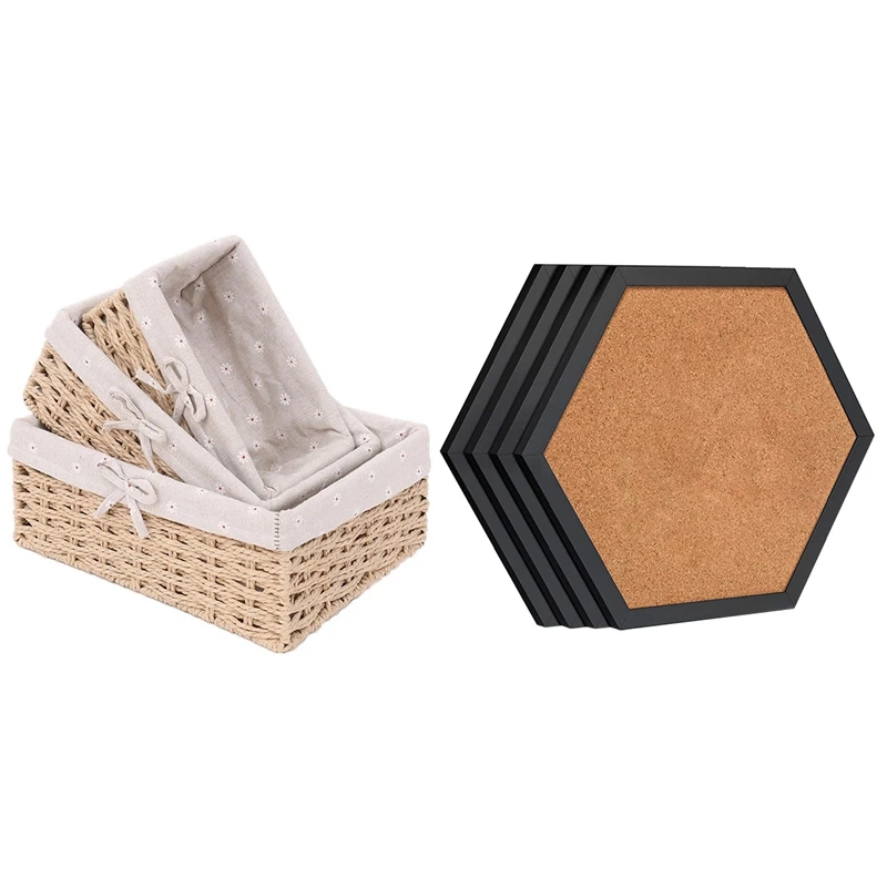 4 Packs Cork Board Pin Board, Cork Boards For Walls With Frame & 3Pcs Handmade Rattan Storage Baskets S M L
4 Packs Cork Board Pin Board, Cork Boards For Walls With Frame & 3Pcs Handmade Rattan Storage Baskets S M L