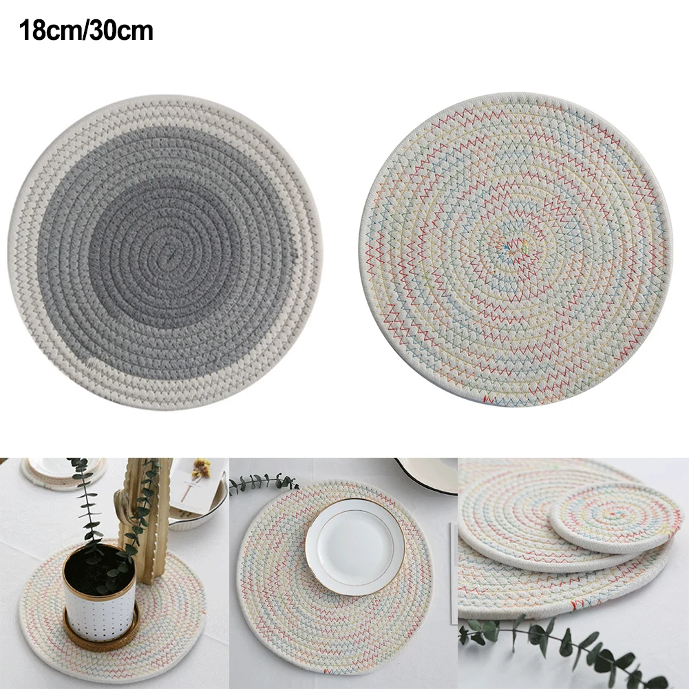 18cm/30cm Round Cotton Thread Insulation Placemat Woven Anti-Scalding Coaster Bowl Mat Pot Pad Cotton Rope Table Mat Home Decor
18cm/30cm Round Cotton Thread Insulation Placemat Woven Anti-Scalding Coaster Bowl Mat Pot Pad Cotton Rope Table Mat Home Decor