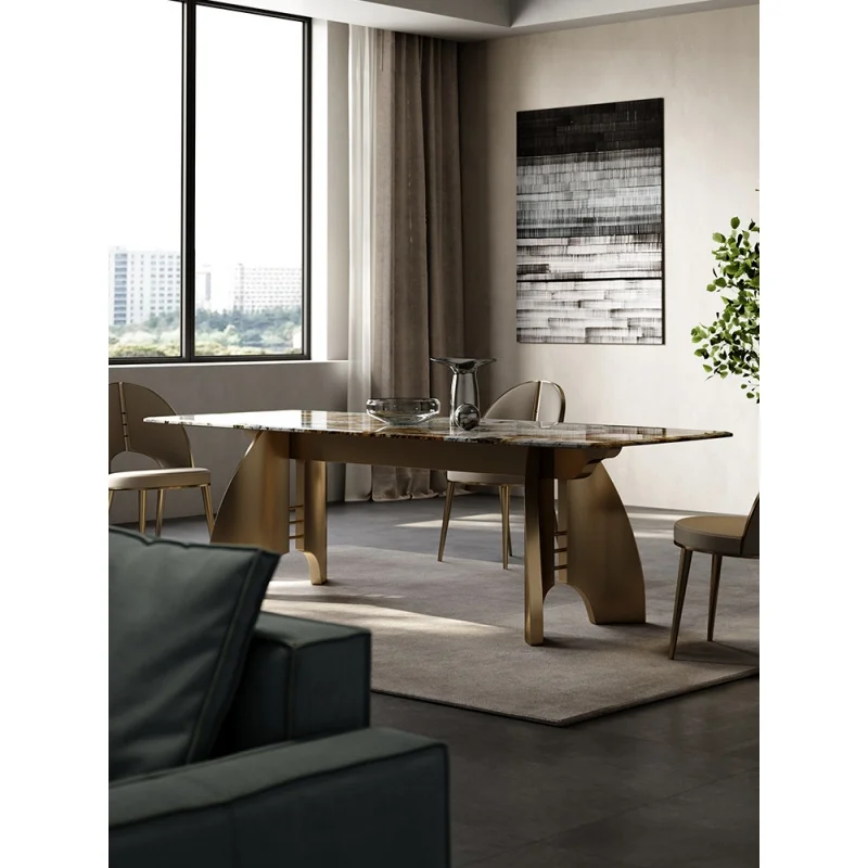 Italian minimalist rectangular dining table light luxury post-modern brushed stainless steel dining table large-sized household
Italian minimalist rectangular dining table light luxury post-modern brushed stainless steel dining table large-sized household