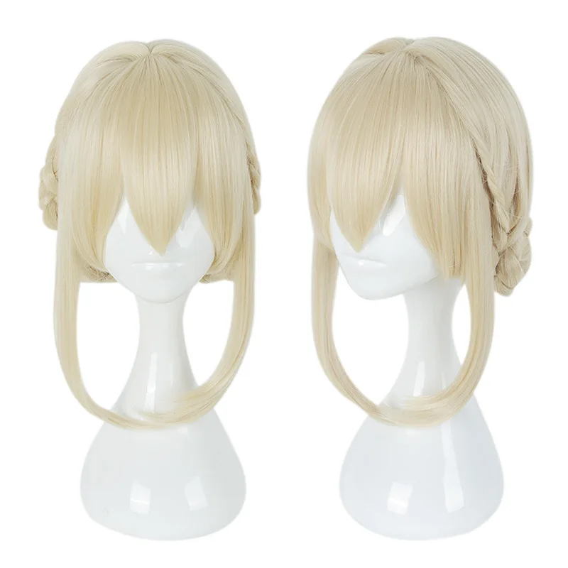 Violet Evergarden Ponytail Braid Buns Blonde Hair Heat Resistant Cosplay Costume Wig + Wig Cap + Ribbon
Violet Evergarden Ponytail Braid Buns Blonde Hair Heat Resistant Cosplay Costume Wig + Wig Cap + Ribbon