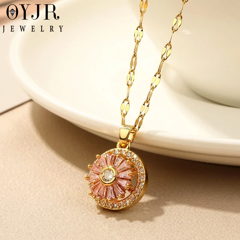 OYJR Luck Turntable Necklaces for Women Collarbone Chain Stainless Steel Crystal Luxury Pendant Chain Short Necklace Colgantes
OYJR Luck Turntable Necklaces for Women Collarbone Chain Stainless Steel Crystal Luxury Pendant Chain Short Necklace Colgantes