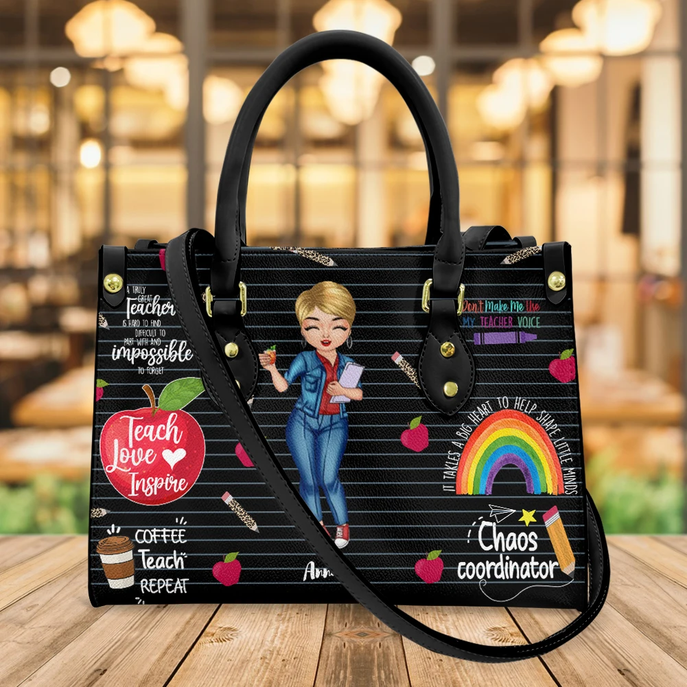 

FORUDESIGNS Cartoon Female Teacher Tote Bag Women's Cross Handbag for Ladies Casual Travel Bags Fashion Custom sac de luxe femme