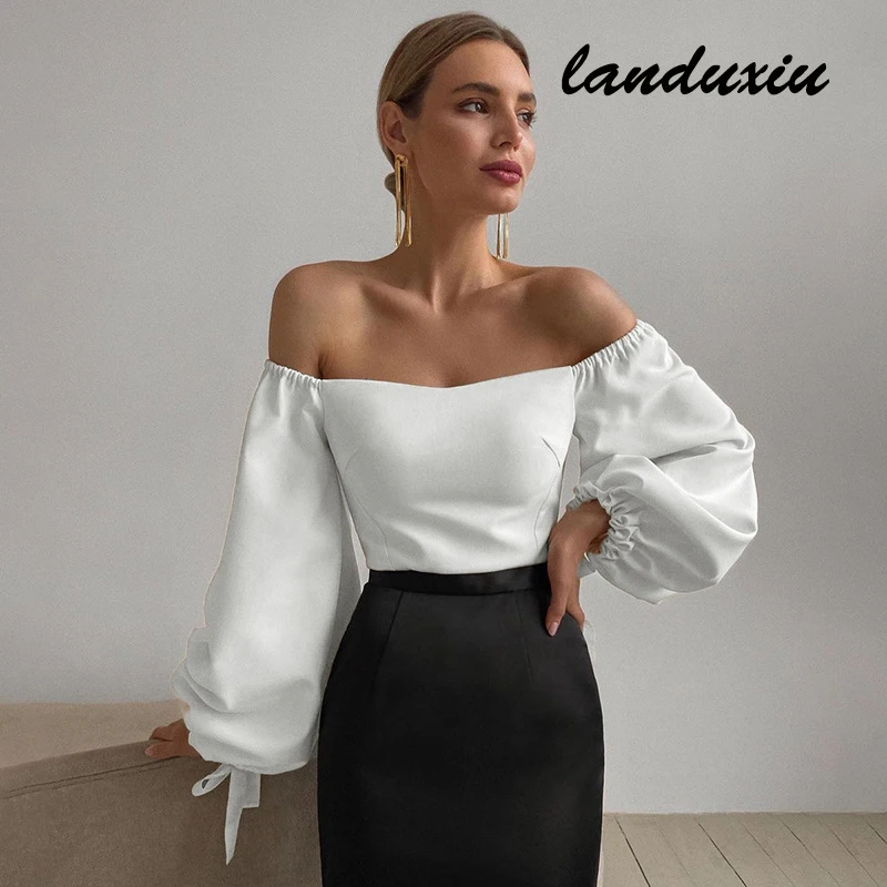 Элегантная женская футболка Landuxiu, сексуальные однотонные белые топы с воротником-лодочкой и рукавами-фонариками на завязках, осень 2020, Повс...
Элегантная женская футболка Landuxiu, сексуальные однотонные белые топы с воротником-лодочкой и рукавами-фонариками на завязках, осень 2020, Повс...