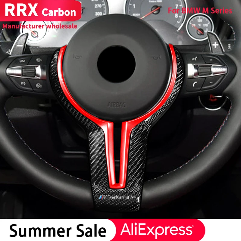 

RRX Replaced Carbon Fiber Steering Wheel Trim For BMW M2 F87 M3 F80 M4 F82 M5 F10 M6 F06 X5M X6M M-Sport Car Styling Accessories