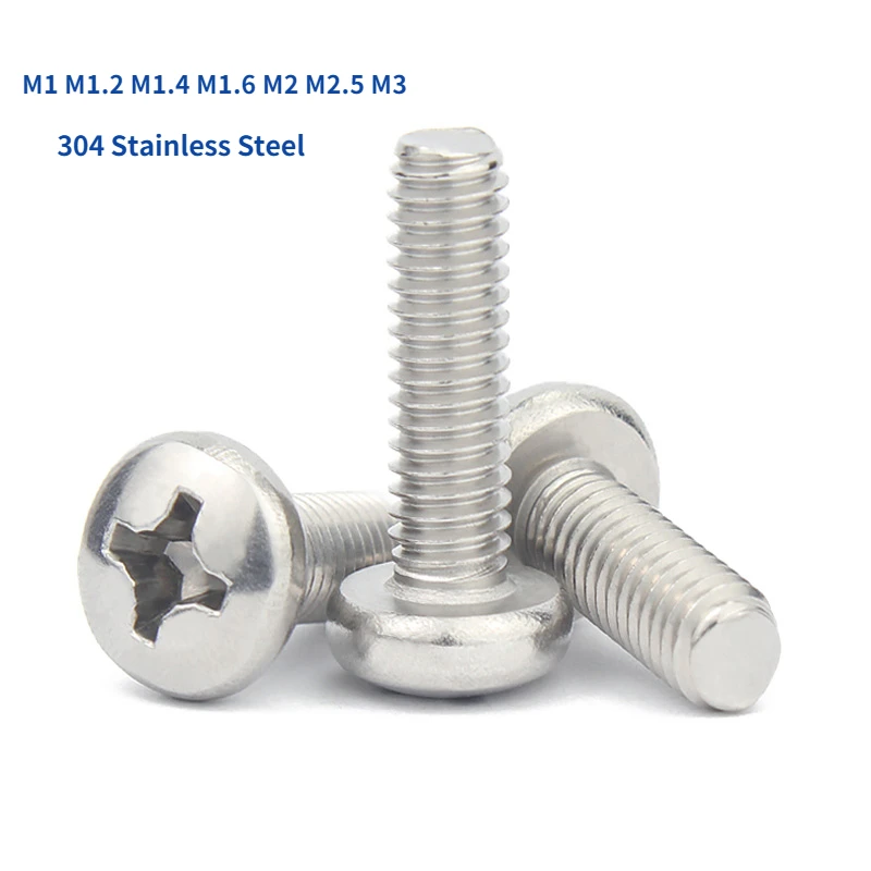 M1 M1.2 M1.4 M1.6 M2 M2.5 M3 304 Stainless Steel Cross Round Phillips Pan Head Screw Bolt Length 3-100mm
M1 M1.2 M1.4 M1.6 M2 M2.5 M3 304 Stainless Steel Cross Round Phillips Pan Head Screw Bolt Length 3-100mm
