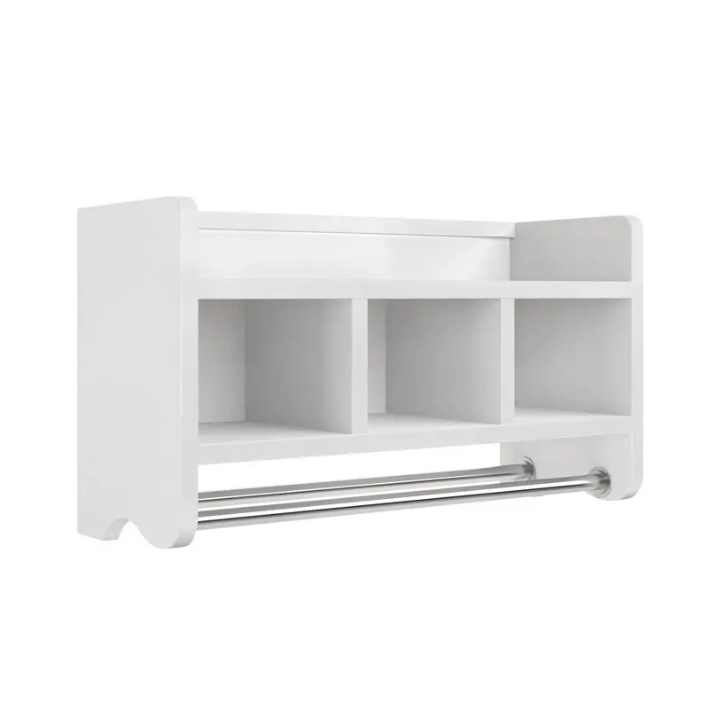 Stylish Bathroom Storage Shelf with Attached Towel Rod, Sturdy White Organizer Rack for Bathroom Accessories.
Stylish Bathroom Storage Shelf with Attached Towel Rod, Sturdy White Organizer Rack for Bathroom Accessories.