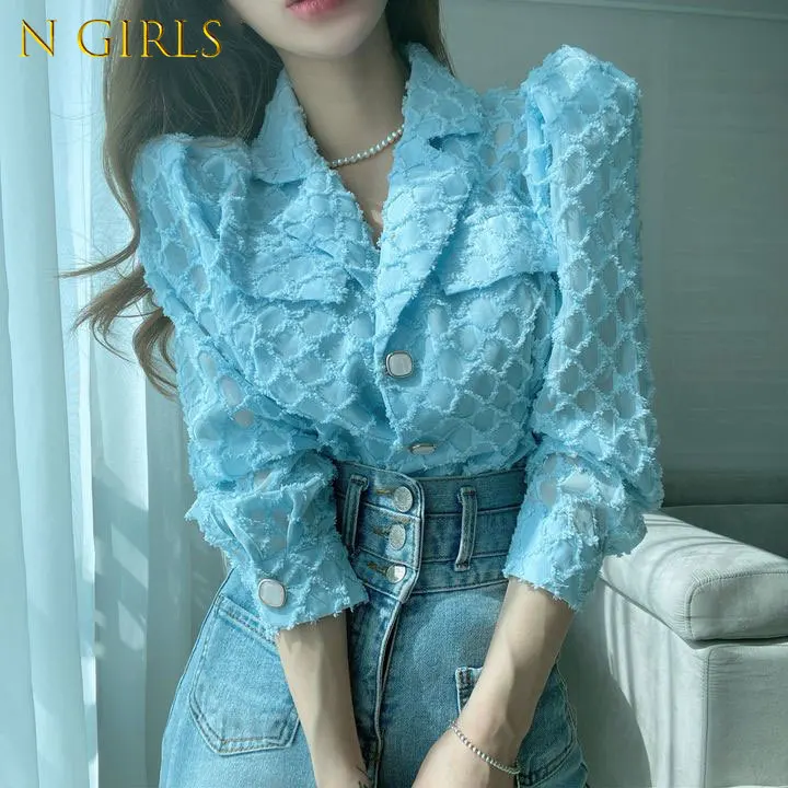 N GIRLS Long Sleeve Shirt Women Suit Collar Single Breasted Show Skin White Blouse Spring All Match Comfortable Womens Tops
N GIRLS Long Sleeve Shirt Women Suit Collar Single Breasted Show Skin White Blouse Spring All Match Comfortable Womens Tops