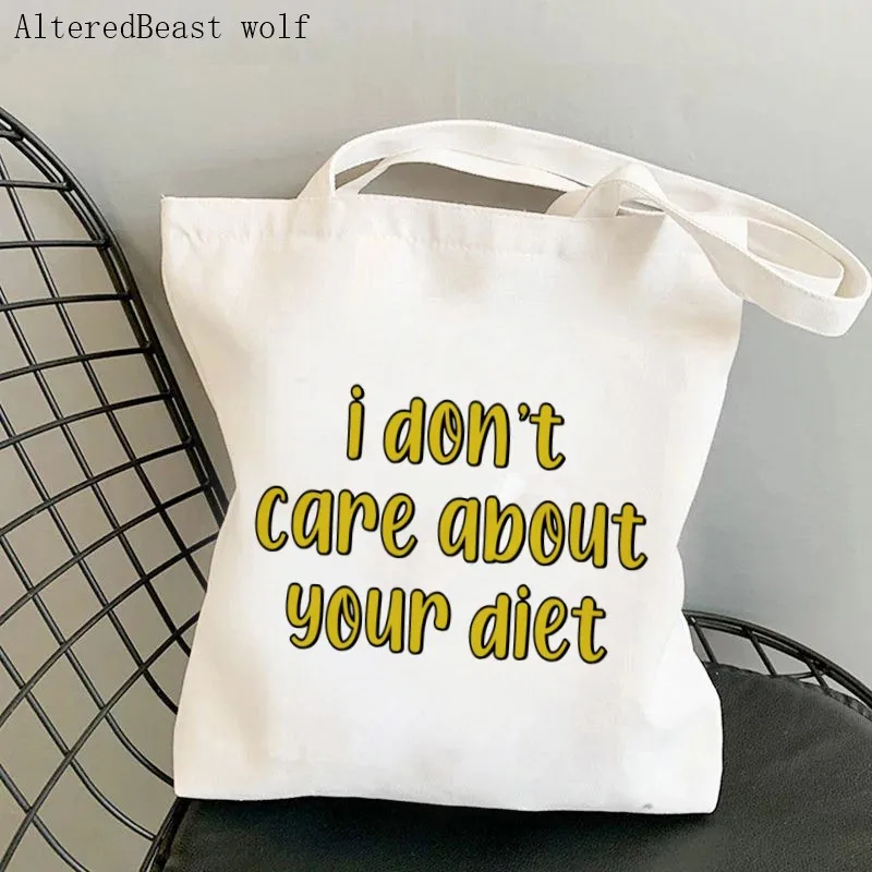 Fashion Women Shopper I dont care about your diet Printed Bag Shopping Canvas Shopper Bag girl handbag Tote Shoulder Lady Bag
Fashion Women Shopper I dont care about your diet Printed Bag Shopping Canvas Shopper Bag girl handbag Tote Shoulder Lady Bag