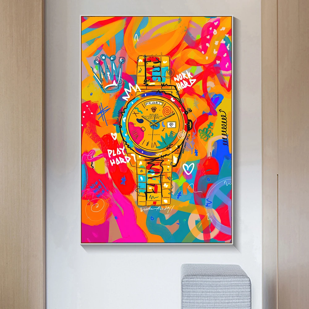 Abstract Watch Graffiti Art Paintings Print on Canvas Wall Art Posters and Prints Work Hard Street Art Pictures Home Decoration
Abstract Watch Graffiti Art Paintings Print on Canvas Wall Art Posters and Prints Work Hard Street Art Pictures Home Decoration