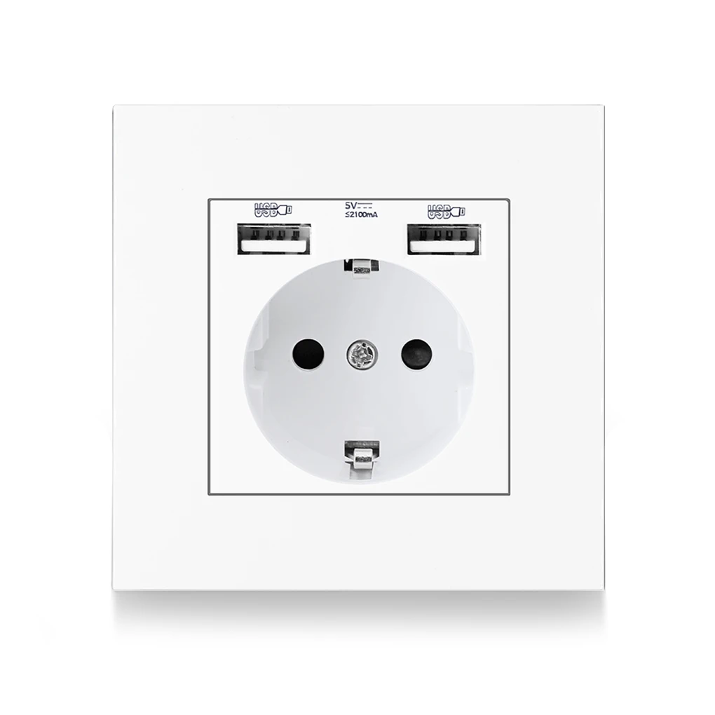 EU Plug Wall Mounted USB AC110-250V Power Outlet with Dual Charging Ports Grounded Socket 86x86mm Adapter Gold USB
EU Plug Wall Mounted USB AC110-250V Power Outlet with Dual Charging Ports Grounded Socket 86x86mm Adapter Gold USB