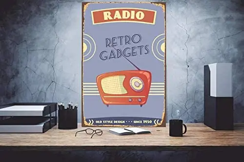 Старое радио, ретро радио, винтажное радио, настенный арт-знак, металлический художественный знак, под заказ, металлический знак, 12x8 дюймов 
Старое радио, ретро радио, винтажное радио, настенный арт-знак, металлический художественный знак, под заказ, металлический знак, 12x8 дюймов