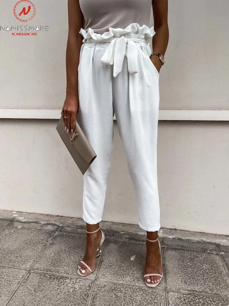England Style Women Summer Solid Color Trousers Patchwork Design Pockets Bandage Decor Mid Waist Casual Loose Pencil Pants
England Style Women Summer Solid Color Trousers Patchwork Design Pockets Bandage Decor Mid Waist Casual Loose Pencil Pants