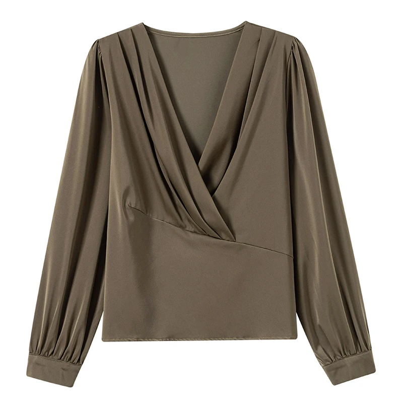 Satin Pleated Long Sleeves Blouse 10 Colors Shirts Women Korean High Street Fashion OL Chic Tops Mujer Vintage Female T-Shirts
Satin Pleated Long Sleeves Blouse 10 Colors Shirts Women Korean High Street Fashion OL Chic Tops Mujer Vintage Female T-Shirts