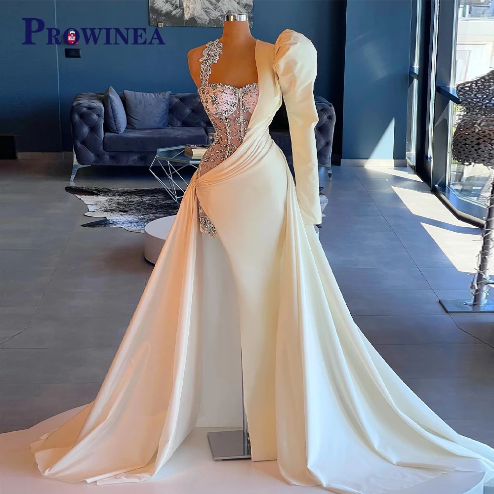 Prowinea Crystal Strapless Sexy Slit Attractive Evening Dresses One Full Sleeve For Wedding Chiffon Robes De Soirée Customised
Prowinea Crystal Strapless Sexy Slit Attractive Evening Dresses One Full Sleeve For Wedding Chiffon Robes De Soirée Customised