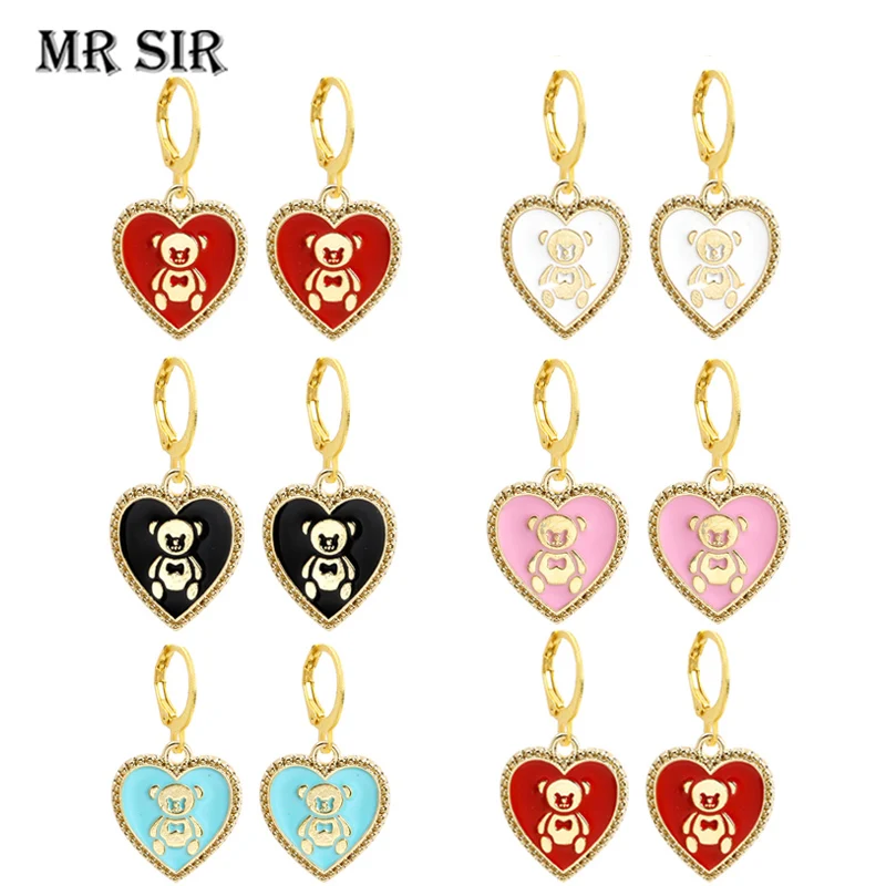 Cute Heart Bear Enamel Dangle Earring For Women Girl Sweet Trendy Colorful LOVE Heart Animial Fashion Drop Earrings Jewelry Gift
Cute Heart Bear Enamel Dangle Earring For Women Girl Sweet Trendy Colorful LOVE Heart Animial Fashion Drop Earrings Jewelry Gift