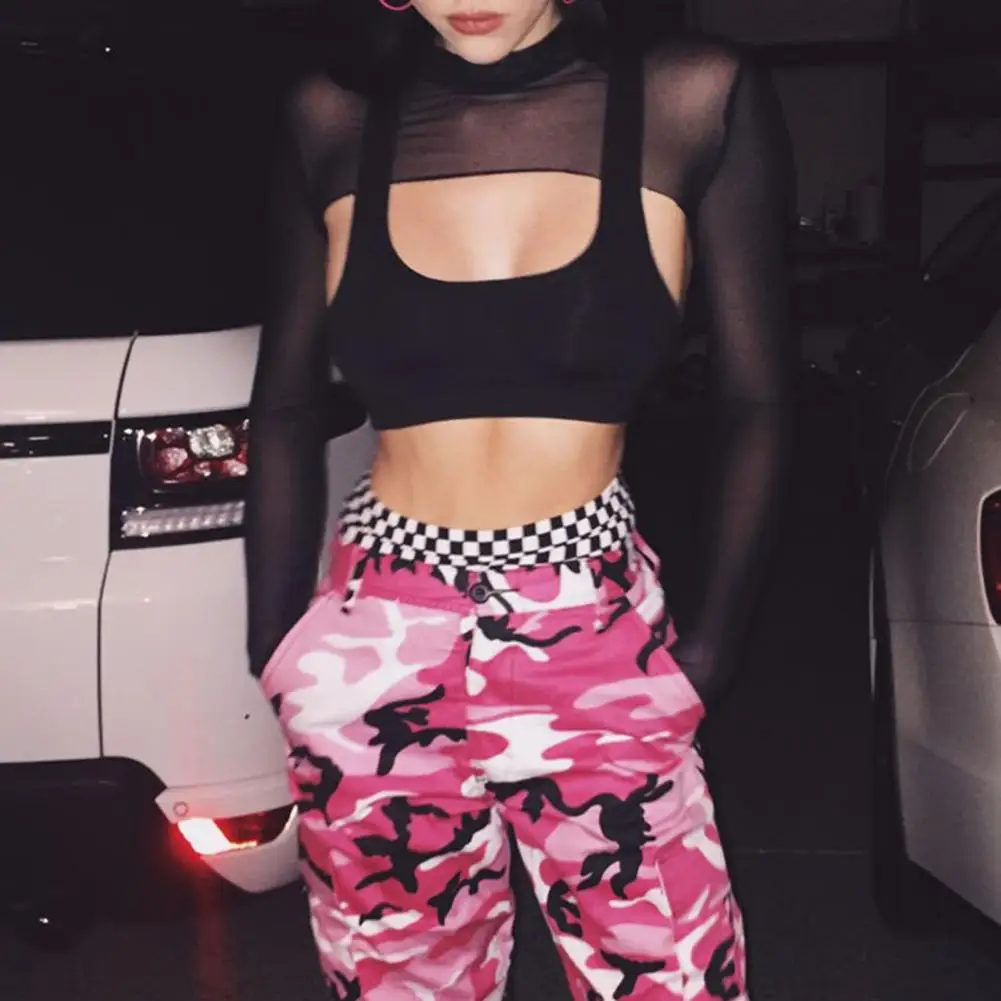 Summer Top Round Neck Long Sleeve Dance Blouse Ultra Short Crop Top See-Through Mesh Dance Cover Up Female Clothing camisetas
Summer Top Round Neck Long Sleeve Dance Blouse Ultra Short Crop Top See-Through Mesh Dance Cover Up Female Clothing camisetas