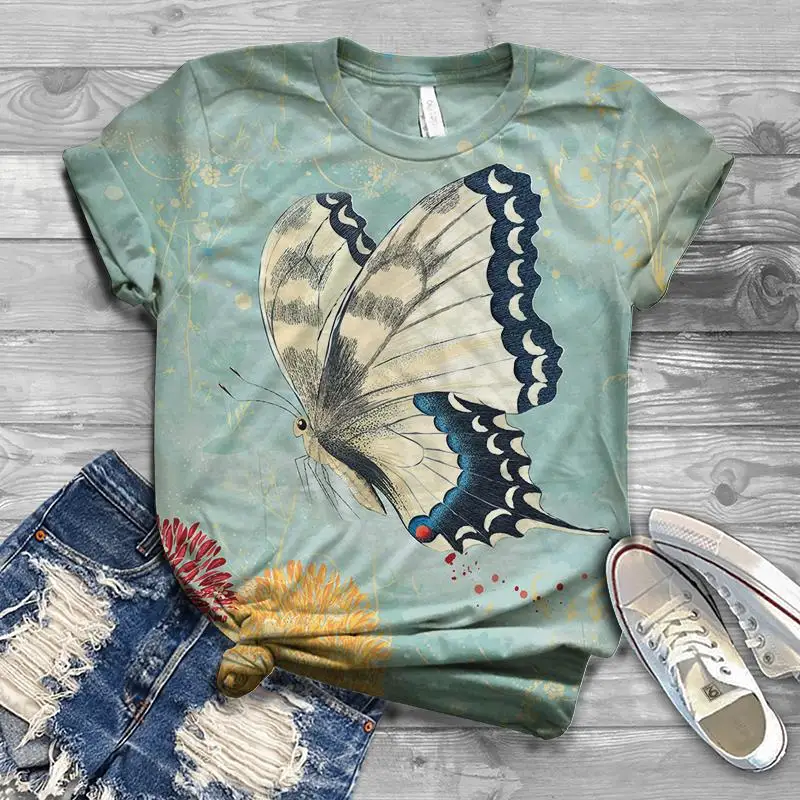 2022 Summer Cool Fashion Ladies T-Shirt Butterfly 3D Printing T-Shirt Short Sleeve Ladies Casual Top Designer T-Shirt S-6XL
2022 Summer Cool Fashion Ladies T-Shirt Butterfly 3D Printing T-Shirt Short Sleeve Ladies Casual Top Designer T-Shirt S-6XL