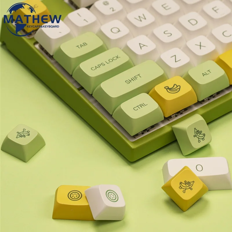 

PBT Fruit Banana Keycap Set 124pcs XDA Profile Keycaps Mechanical Keyboard DIY Sublimation 61/68/84/87/98/104 Keys