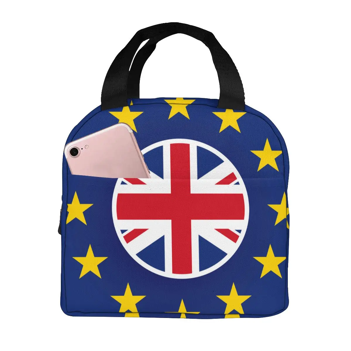 UK Flag Inside European Union Flag Lunch Food Box Bag Insulated Thermal Food Picnic Lunch Bag for Women kids Men Cooler Tote Bag
UK Flag Inside European Union Flag Lunch Food Box Bag Insulated Thermal Food Picnic Lunch Bag for Women kids Men Cooler Tote Bag